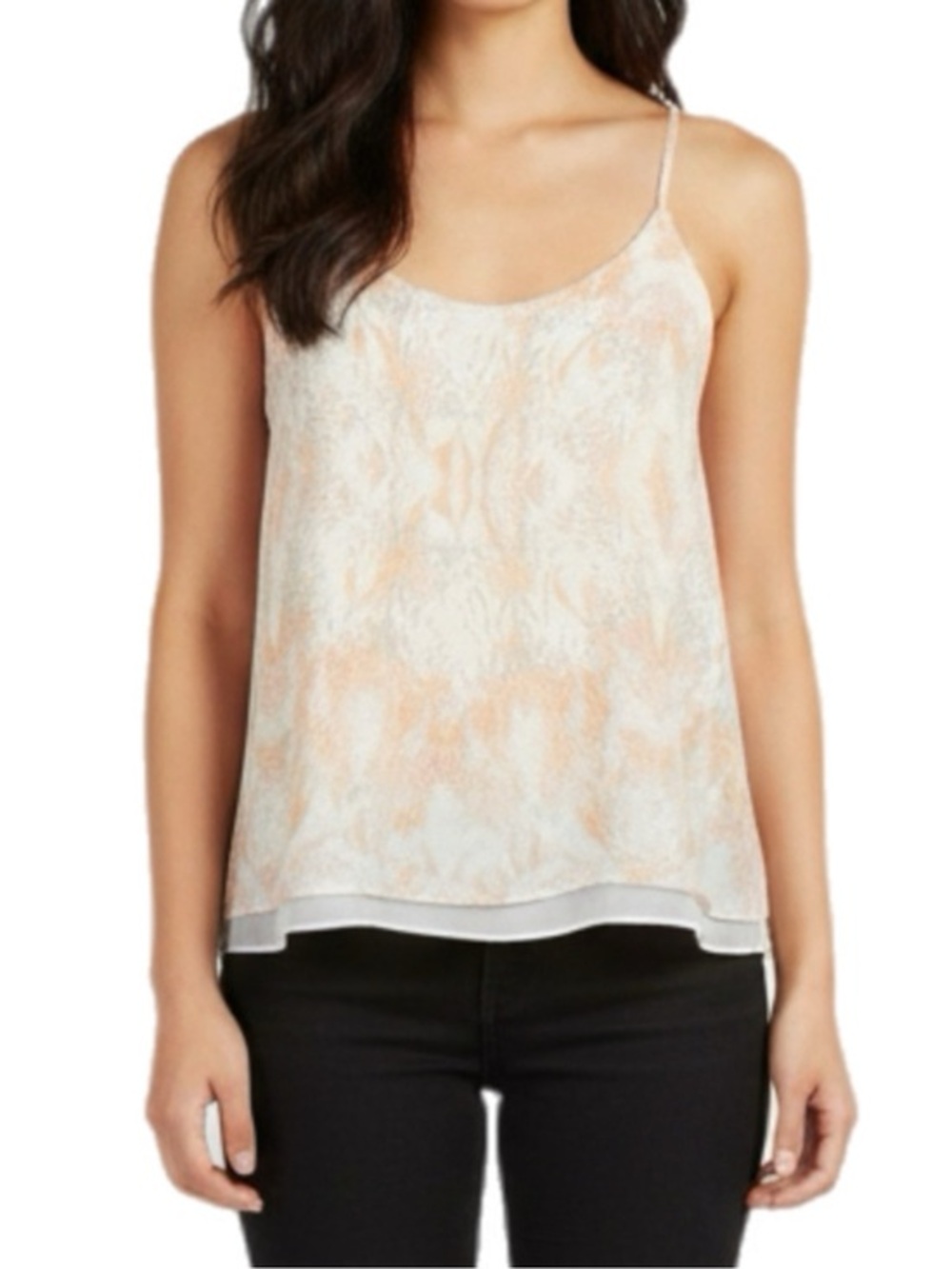 Rachel Zoe | Peach & Grey Chiffon Layered Snake Print Camisole Strap Top